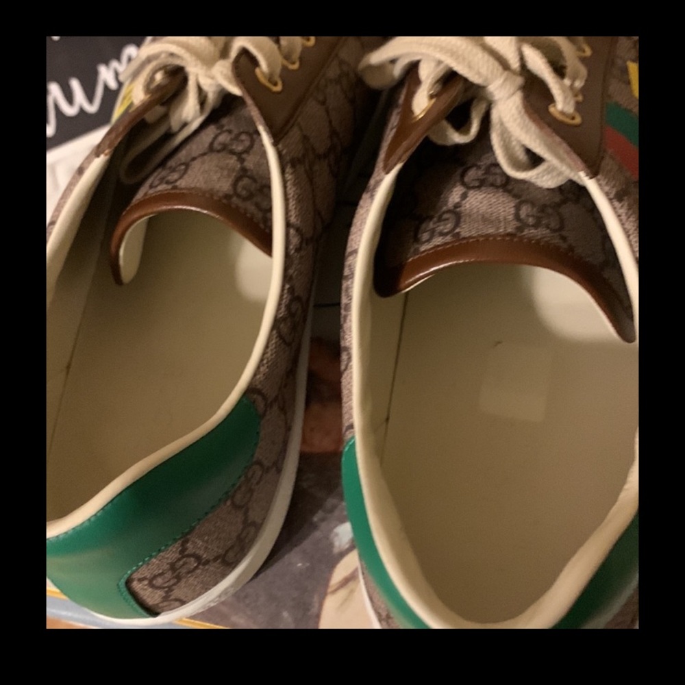 Gucci Ace size 11 sneakers green trim - Picture 5 of 10